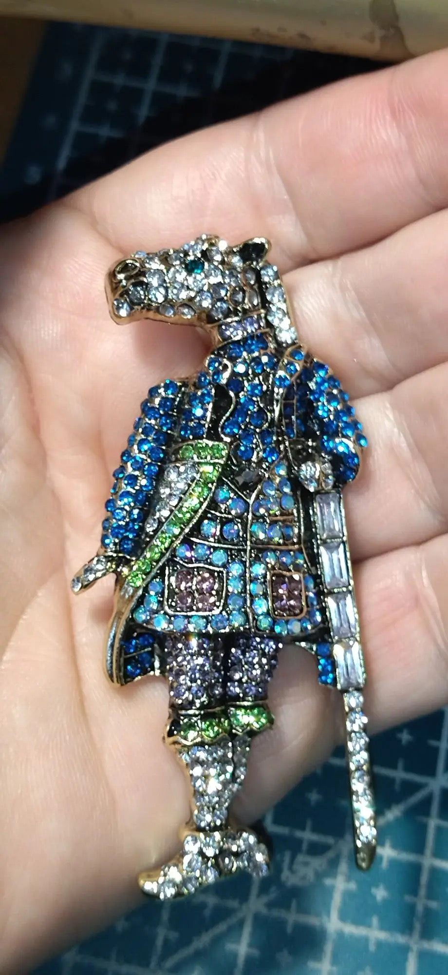 Horse Head Man Rhinestone Brooch & Pendant