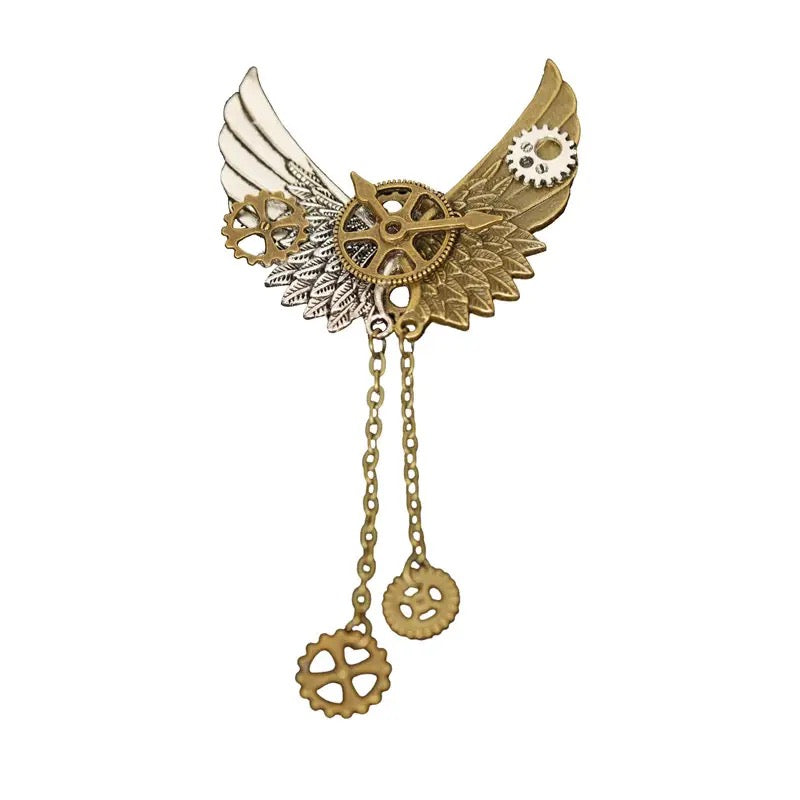 Metal Steampunk Wings Brooch