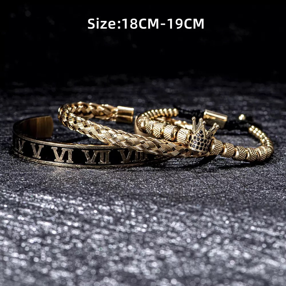2shup Luxury Steel Roman Numerals Cuff Bracelets