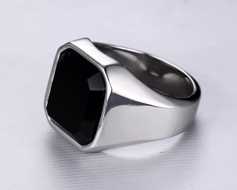 2Shup Smooth 316L Stainless Steel Cubic Zircon Ring For Men