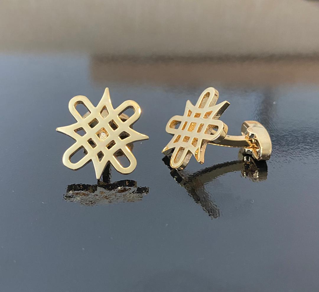 18K Gold Plated, 2.3X2.3cm Arewa Star Cufflinks