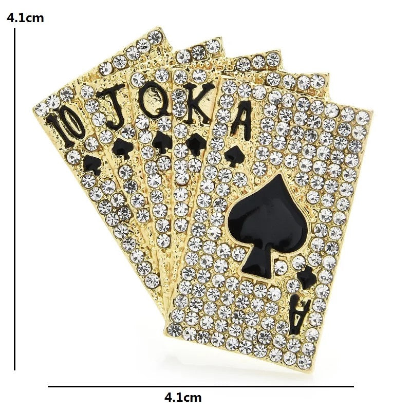 2shup Sparkling Crystal Poker Brooch Pins