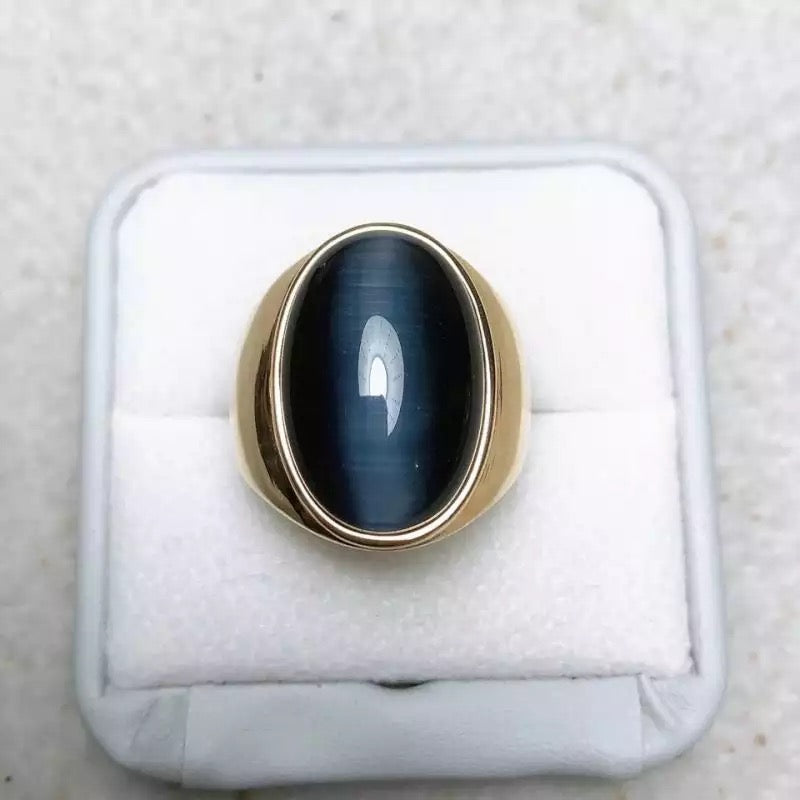 Oval Cat's Eye Opal Stone 316L Stainless Steel Ring