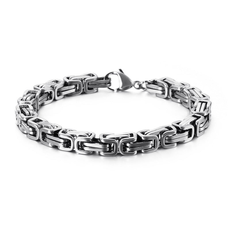 Emperor Byzantium Chain Stainless Steel Square Buckle Bracelet