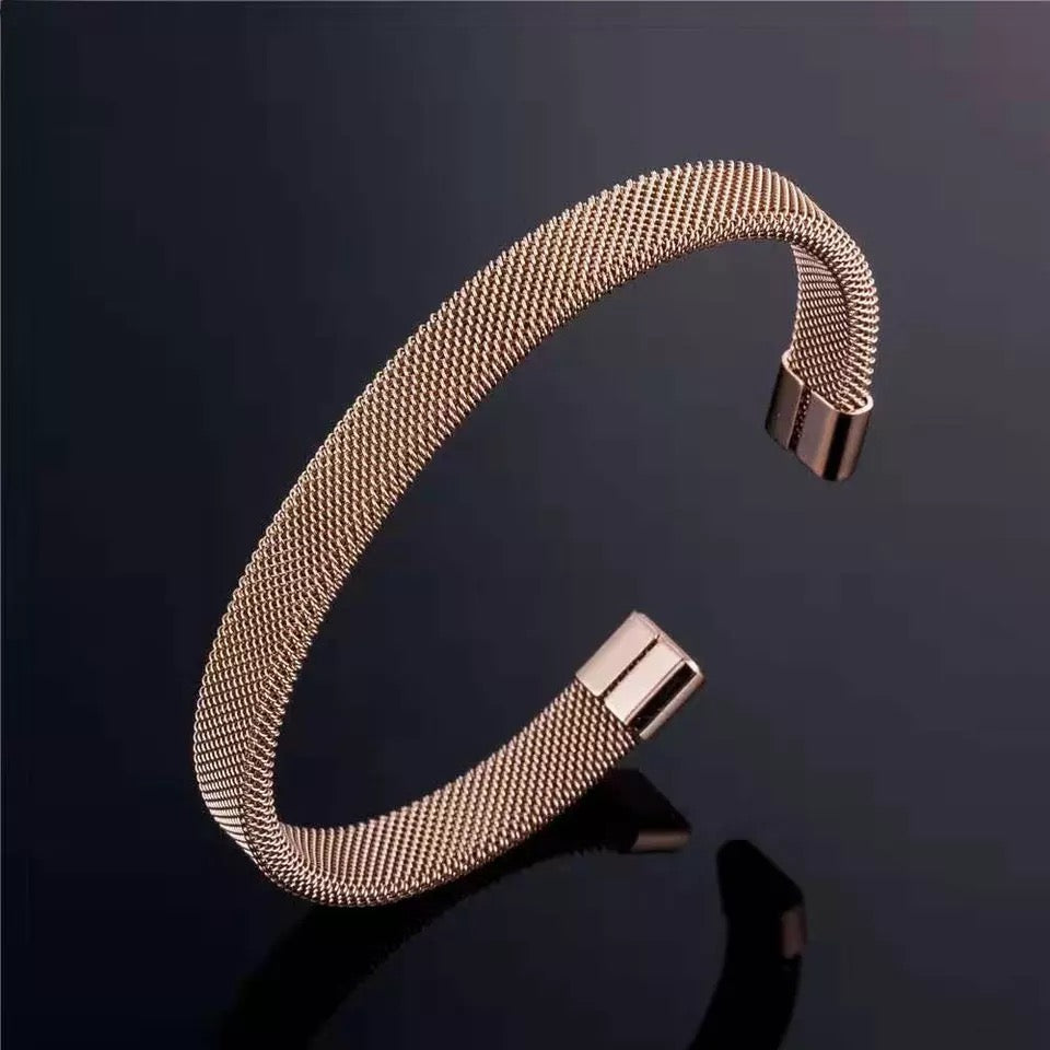 2shup Trendy Mesh Stainless Steel Open Cuff Bracelets in