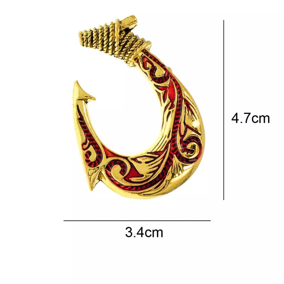 Enamel Fishing Hook Shaped Brooch