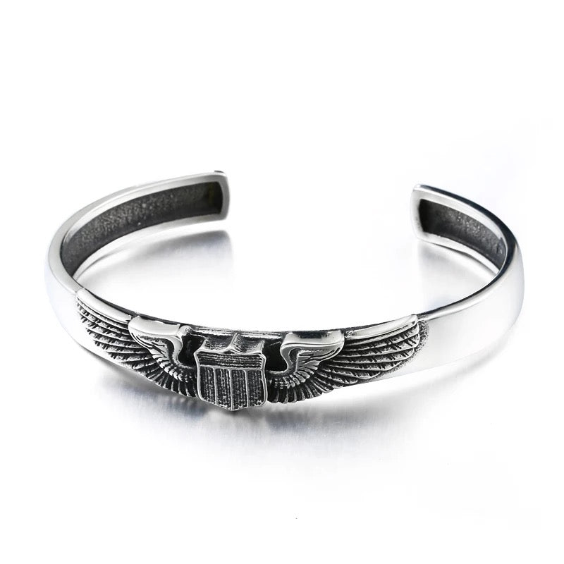 316L Steel Open Wings Shield Cuff Bracelet