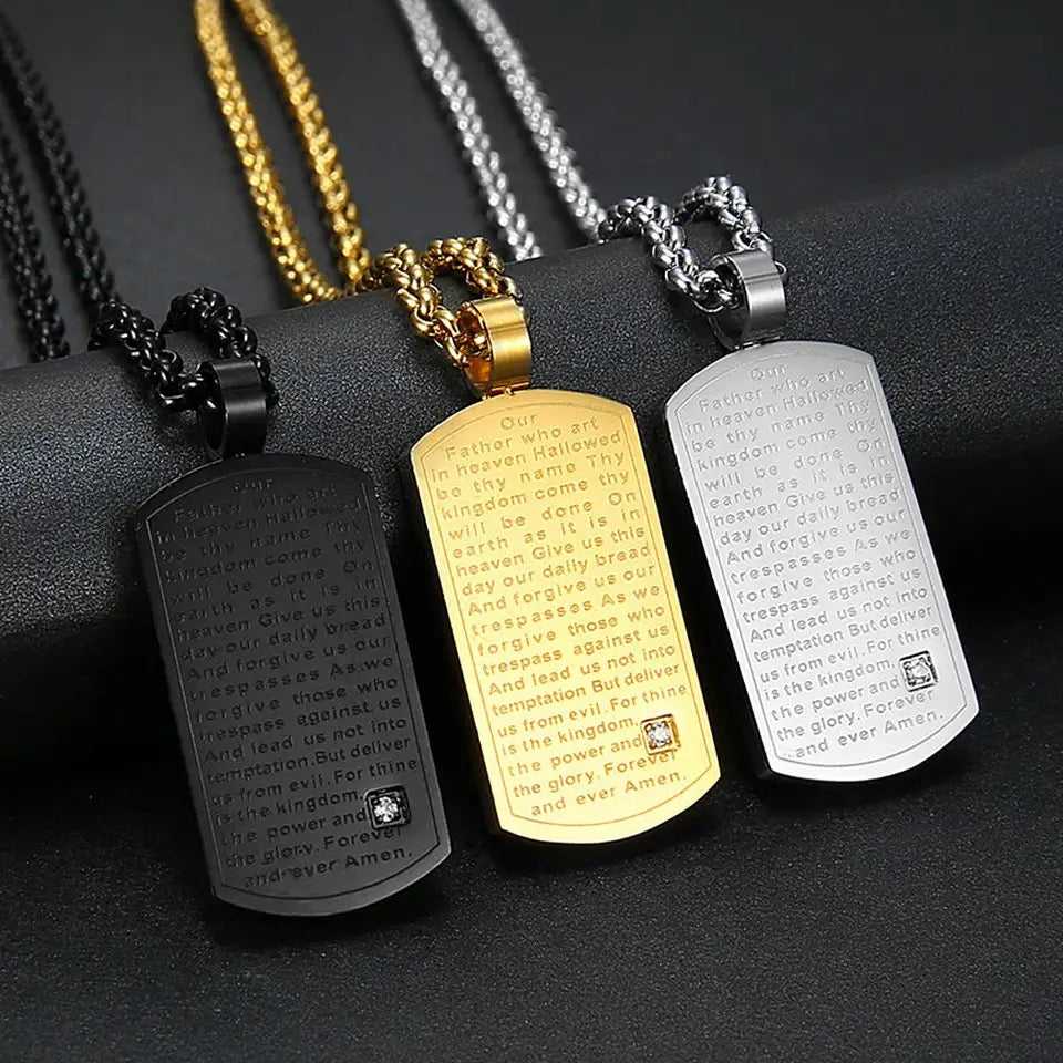 Our Lord's Prayer Dog Tag 316L Stainless Steel Pendant