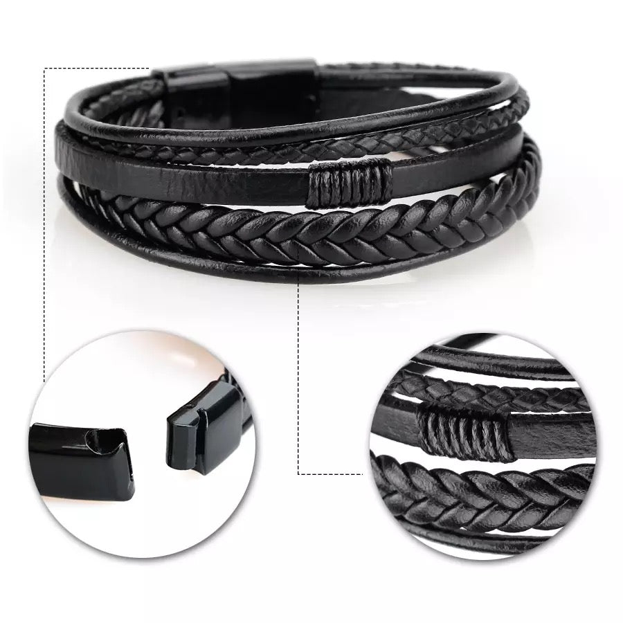 Cowhide Rope Multi-strap Leather Bracelet