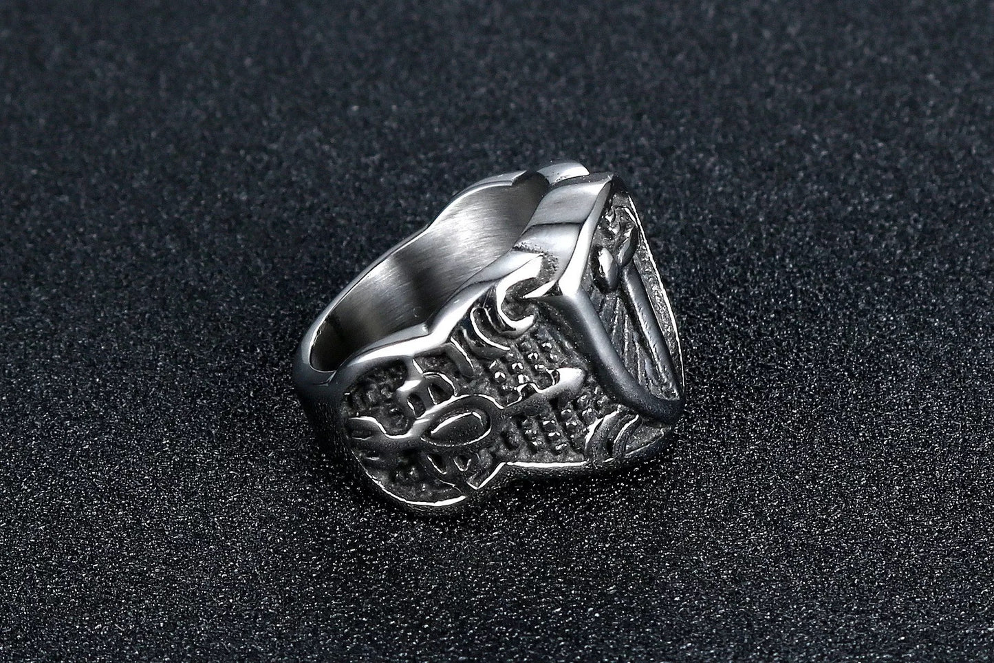 2shup Sword Cross Carved Vintage Ring