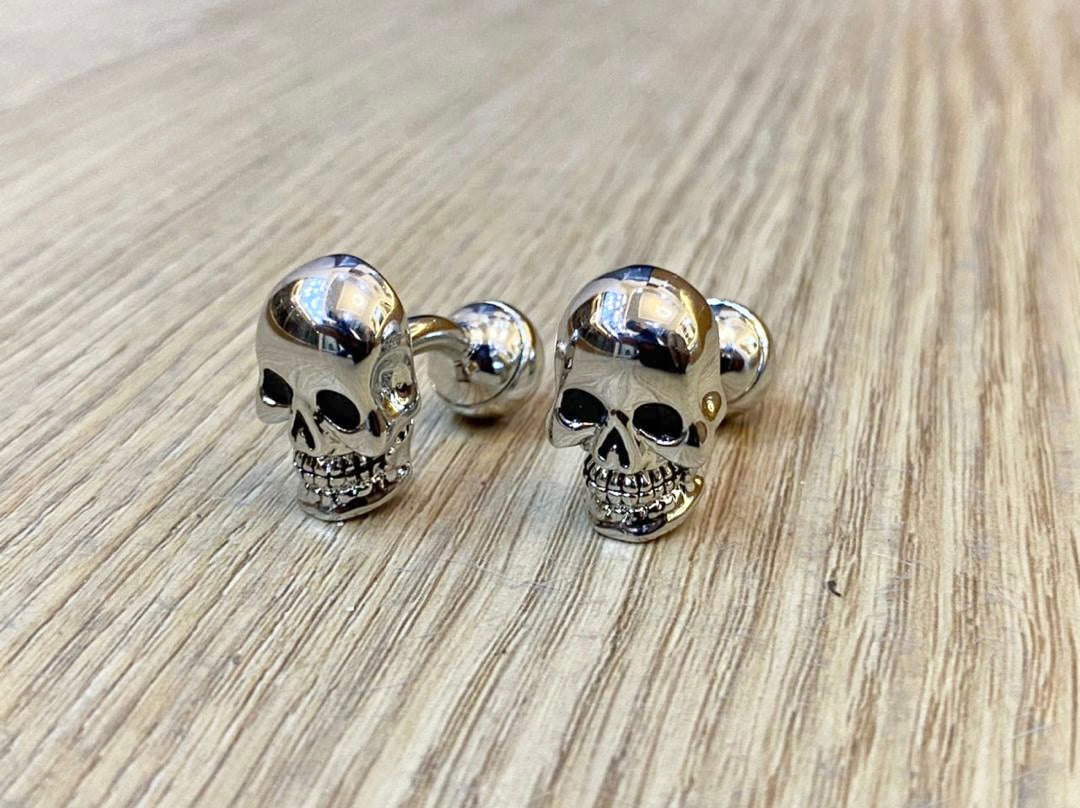 2shup Silver Skull Cufflinks, Ring and Bracelet Gift Set