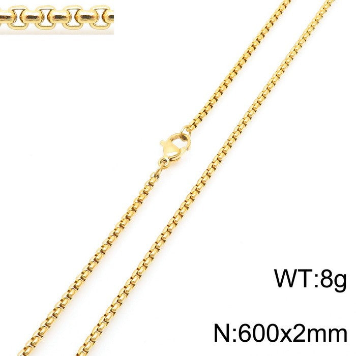 2mm Box Link Chain Necklace