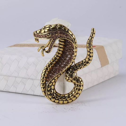 2shup Vintage Rhinestone Snake Brooch