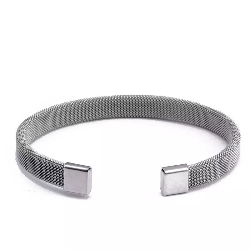 2shup Trendy Mesh Stainless Steel Open Cuff Bracelets in