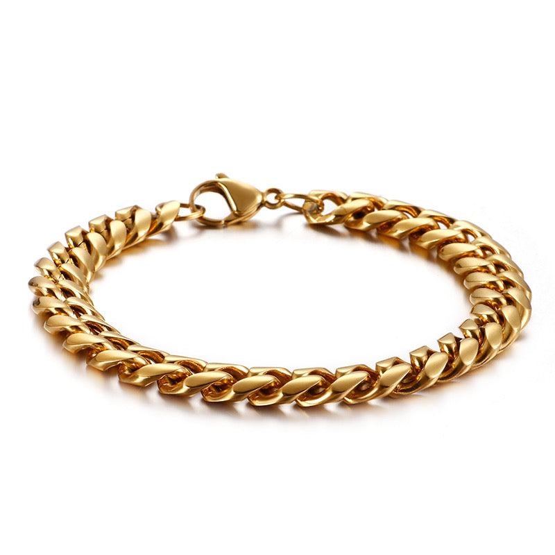 11mm 18K Gold Plated Cuban Link Chain Bracelet