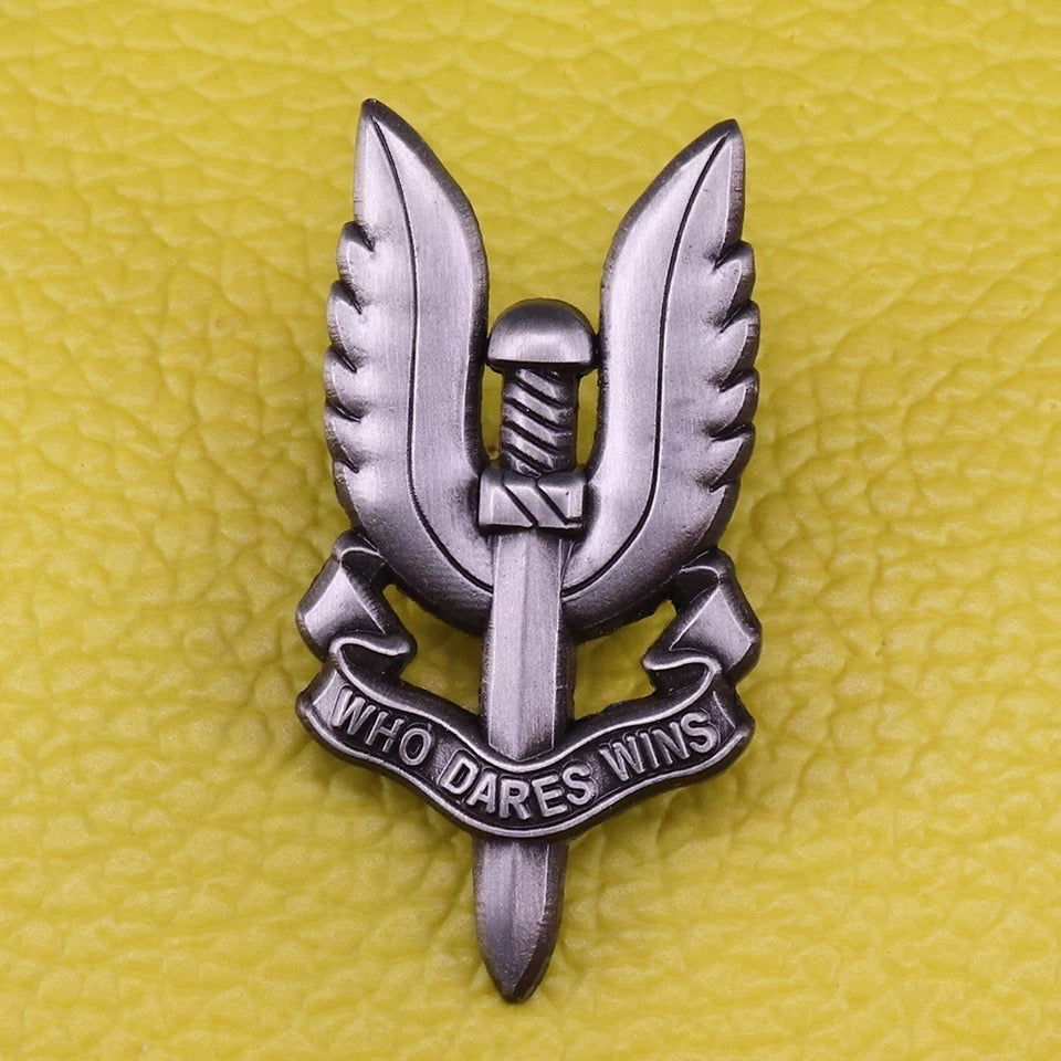 British Army Special Air Service SAS "Who Dares Wins" metal Pin brooches