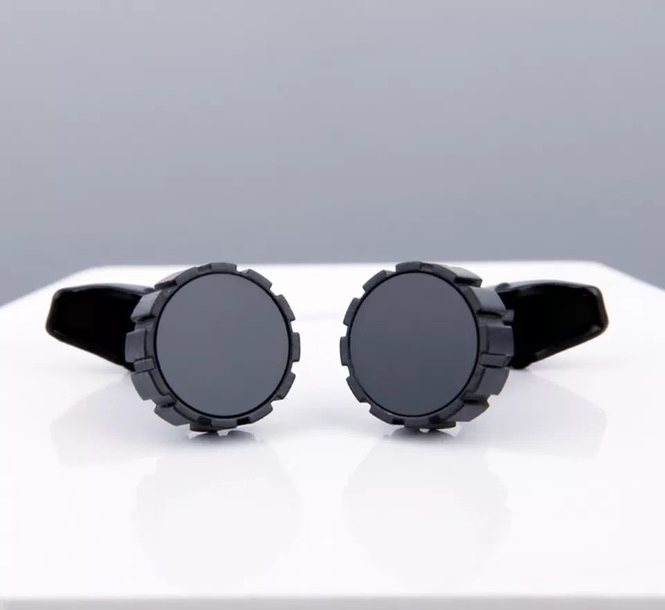 High Quality Fashion Matte Black Round Cufflinks