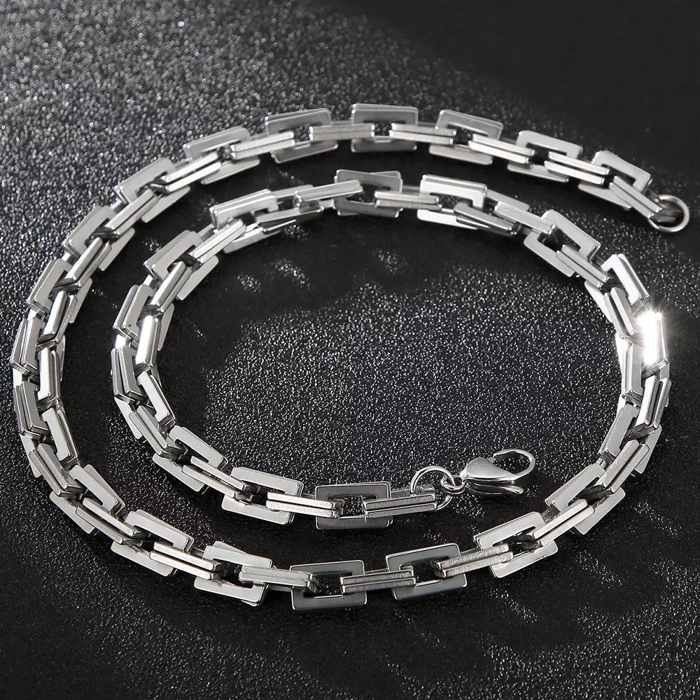 7mm Double Layer Square Link Chain Necklace