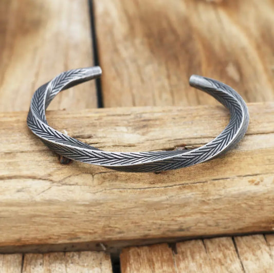 Willow Leaves Stainless Steel Cuff Bracelet