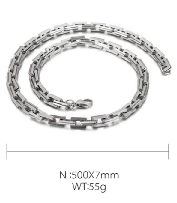 7mm Double Layer Square Link Chain Necklace