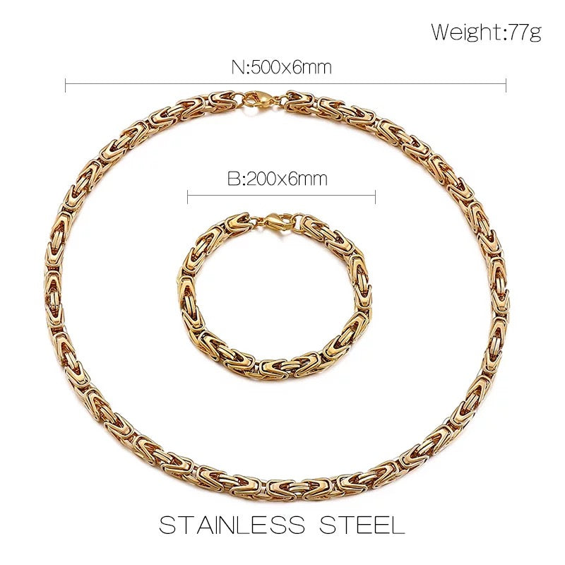 6mm 316L Stainless Steel Link Chain Necklace and Bracelet