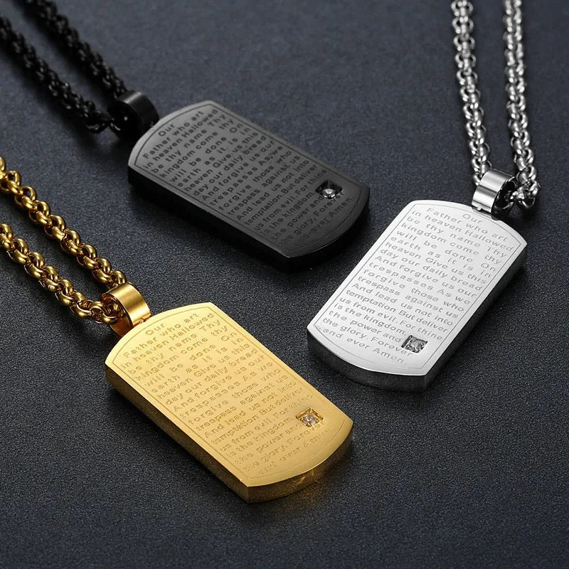 Our Lord's Prayer Dog Tag 316L Stainless Steel Pendant