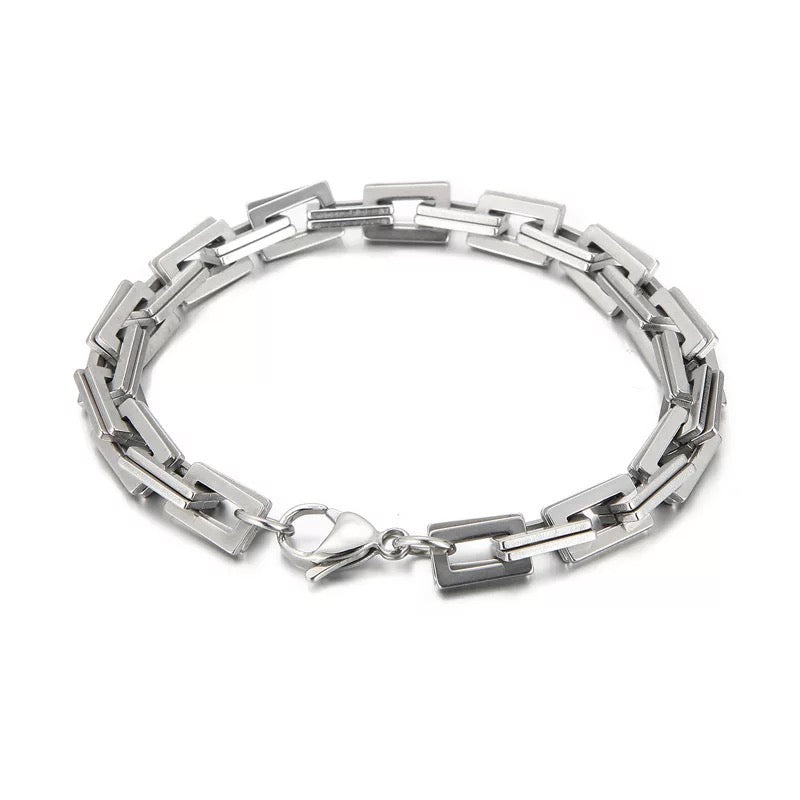 7mm Double Square Link Chain Bracelet