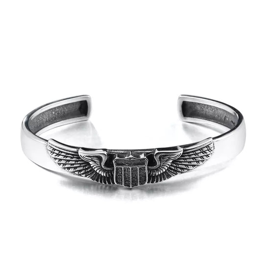 316L Steel Open Wings Shield Cuff Bracelet