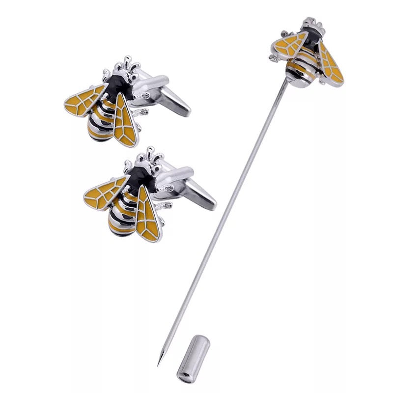 2shup Bee Cufflinks & Lapel Pin | Brooch Set