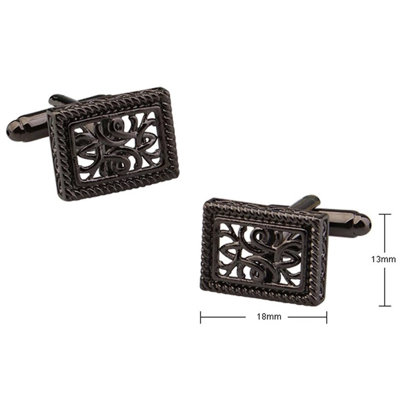 2shup Vintage Rectangular Framed Flowers Cufflinks