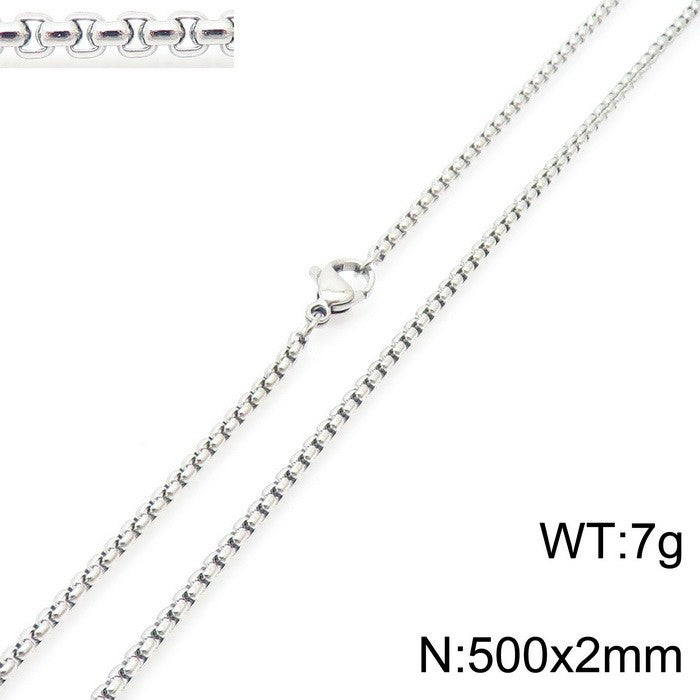 2mm Box Link Chain Necklace