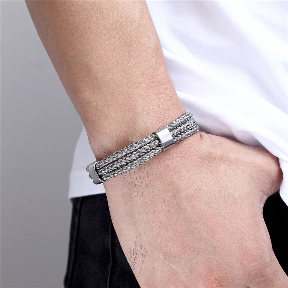 Multi-layer Steel Wire Braided Bracelet