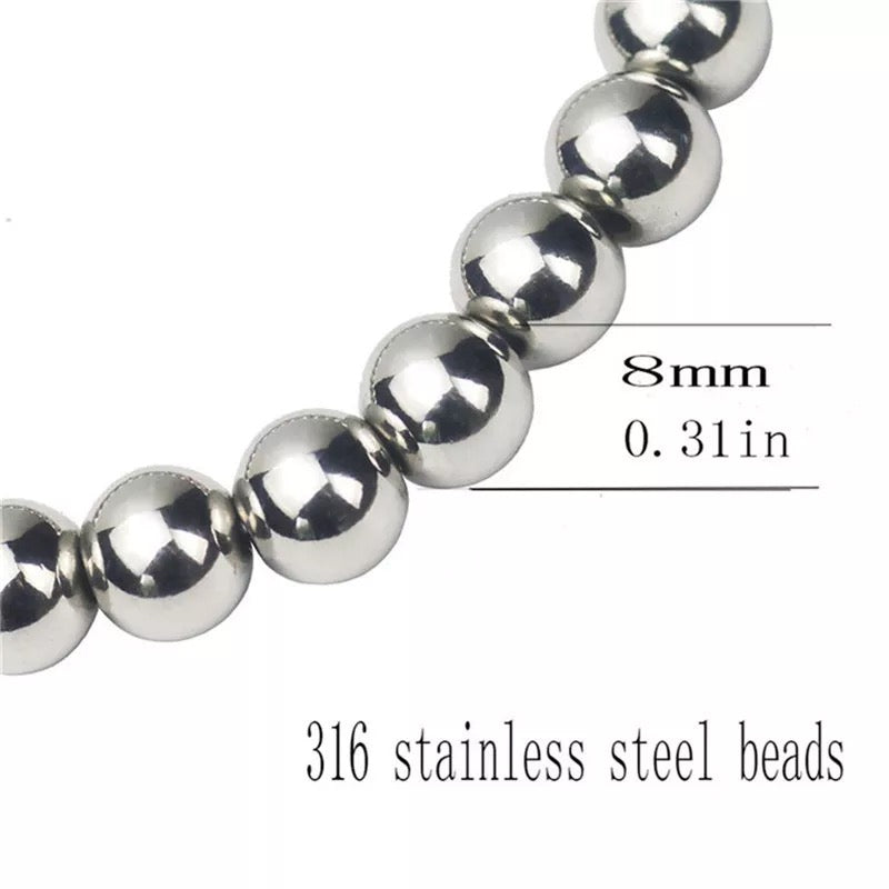 316L Stainless Steel 8mm Ball Link Bracelet