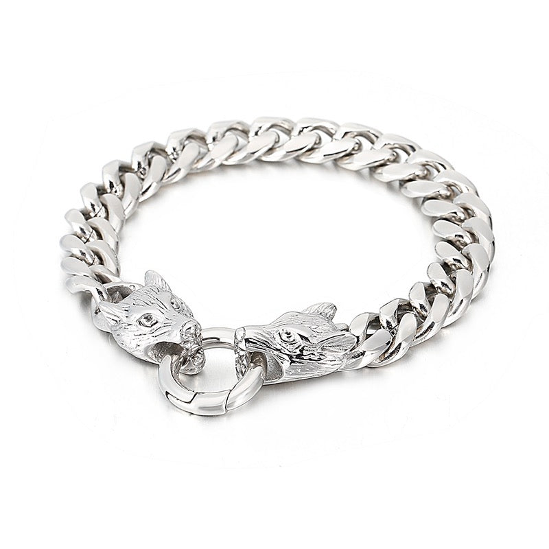 10.5mm Wolf Cuban Link Chain Bracelet