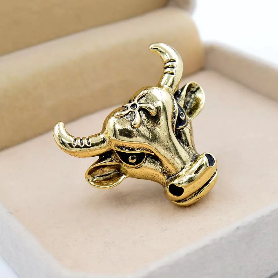 Antique Bull Head Brooch