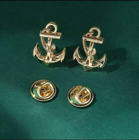 Anchor Shirt Collar Pins and Brooch