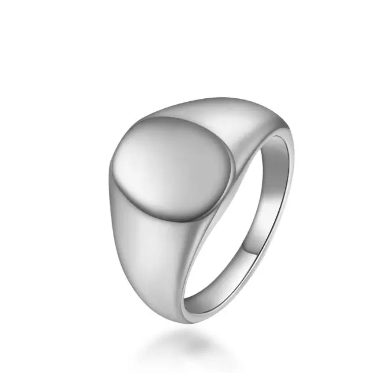 Smooth 316L Stainless Steel Oval Signet Ring For Men