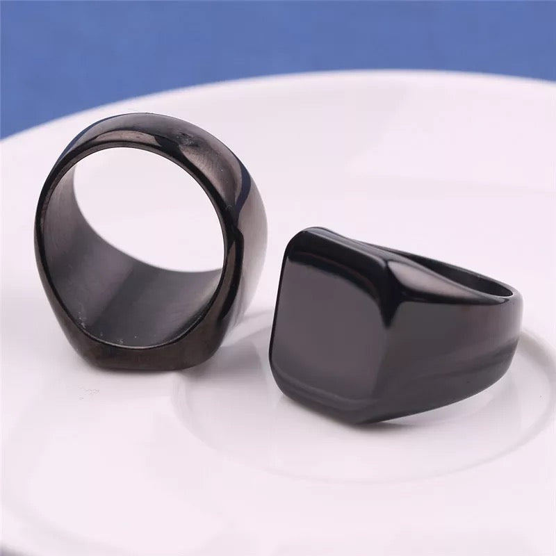 Smooth Square Steel Signet Ring For Men