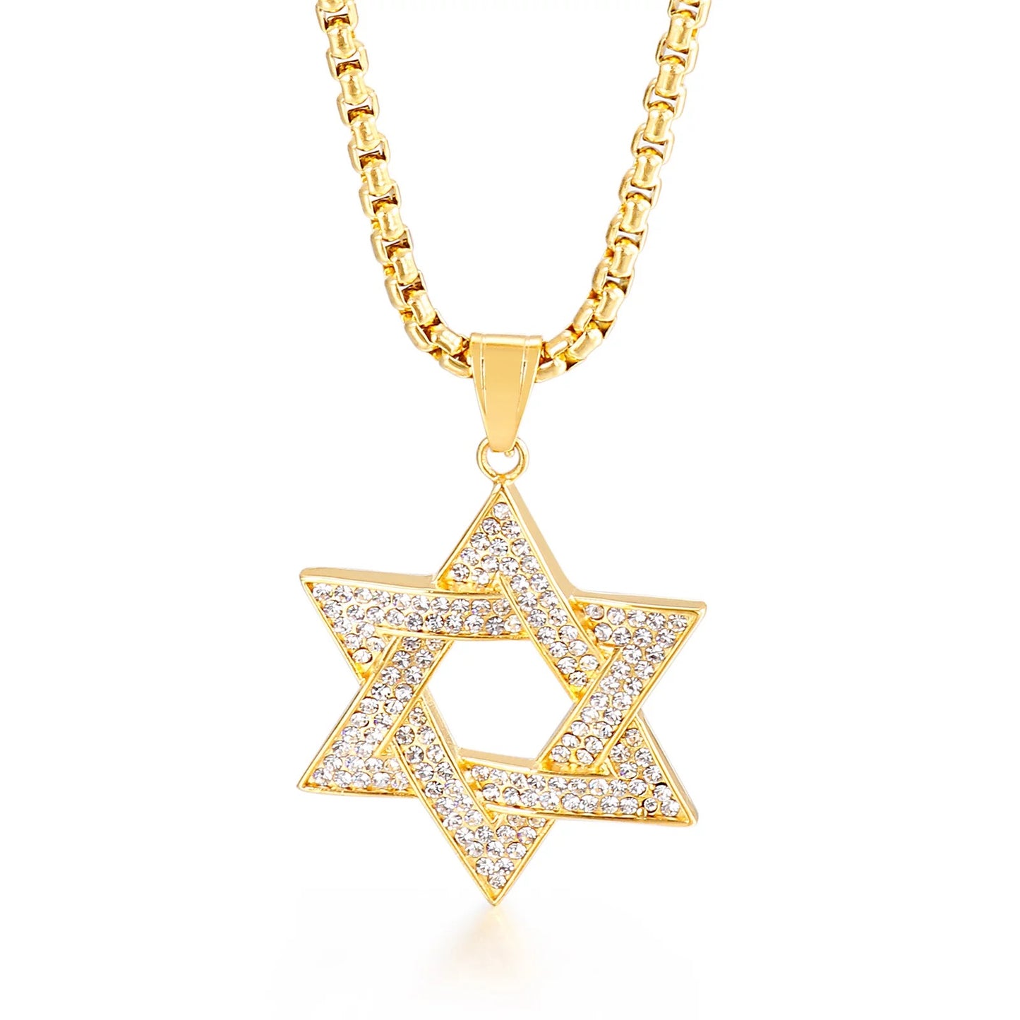 Star of David Zircon Pendant Chain Necklace