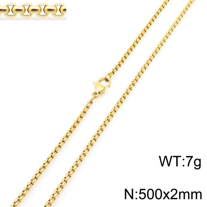 2mm Box Link Chain Necklace