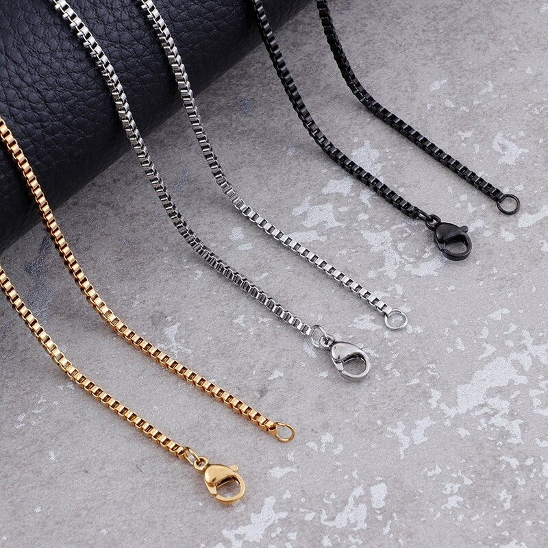 2mm Link Box Chain Necklace