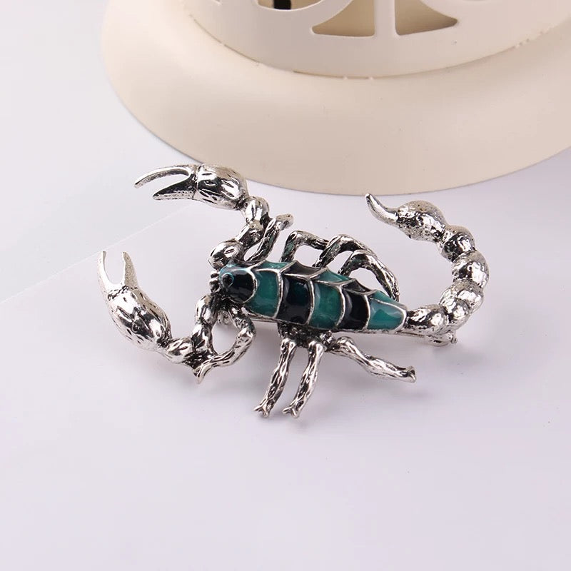 Dual Color Enamel Scorpion Brooch