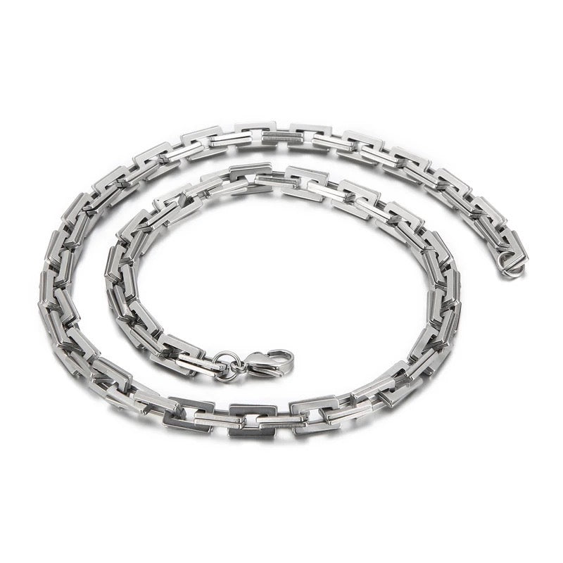 7mm Double Layer Square Link Chain Necklace