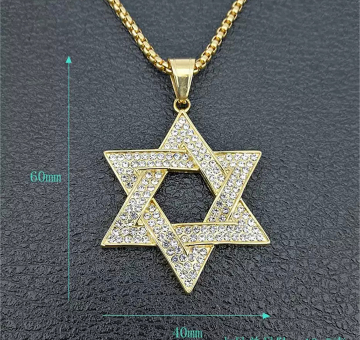 Star of David Zircon Pendant Chain Necklace