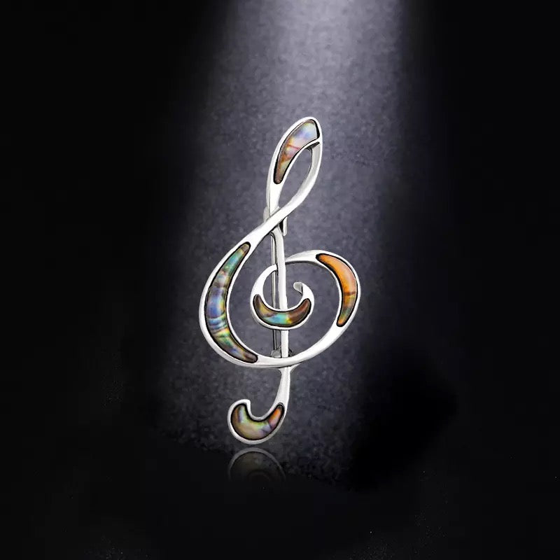 Abalone Shell Music Note Brooch