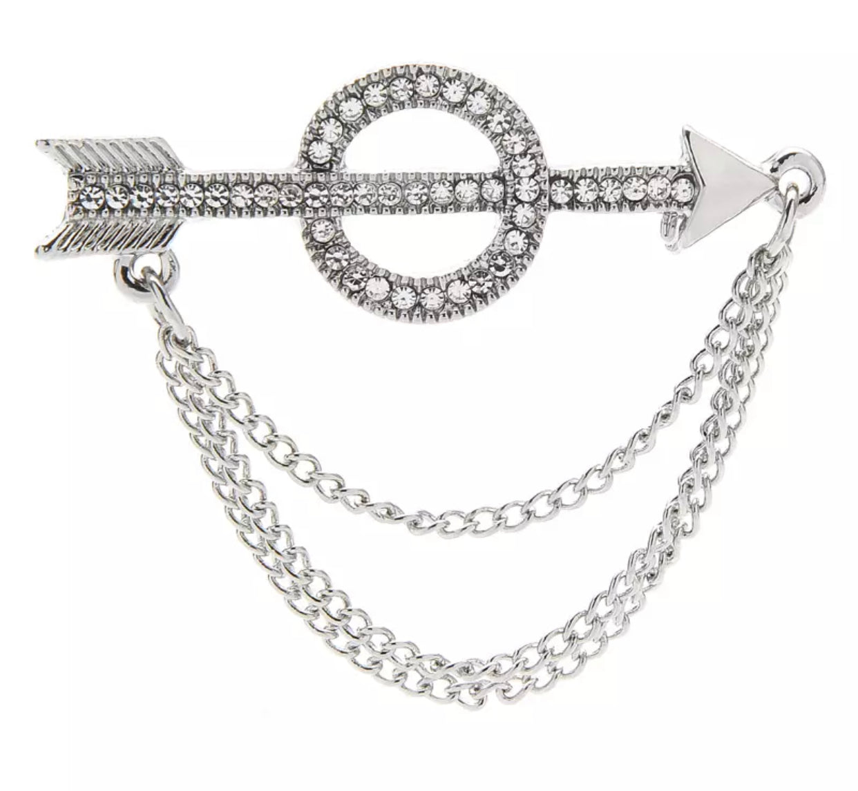 Rhinestone Arrow Tassel Archery Brooch