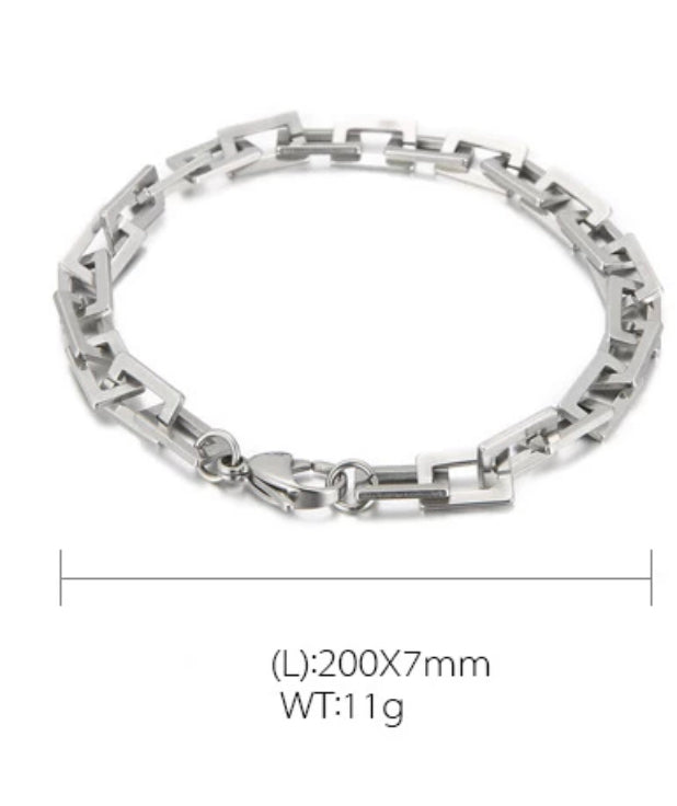 7mm Square Link Chain Bracelet