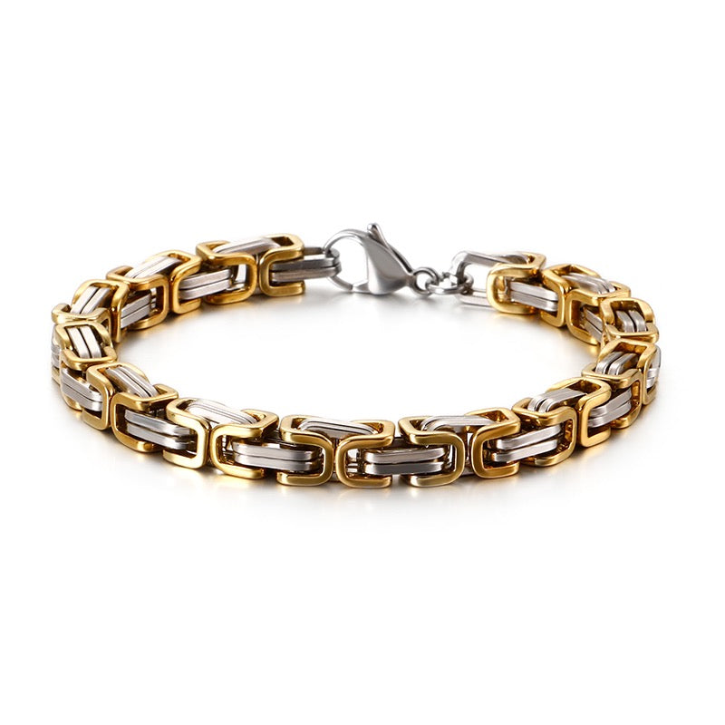 Emperor Byzantium Chain Stainless Steel Square Buckle Bracelet