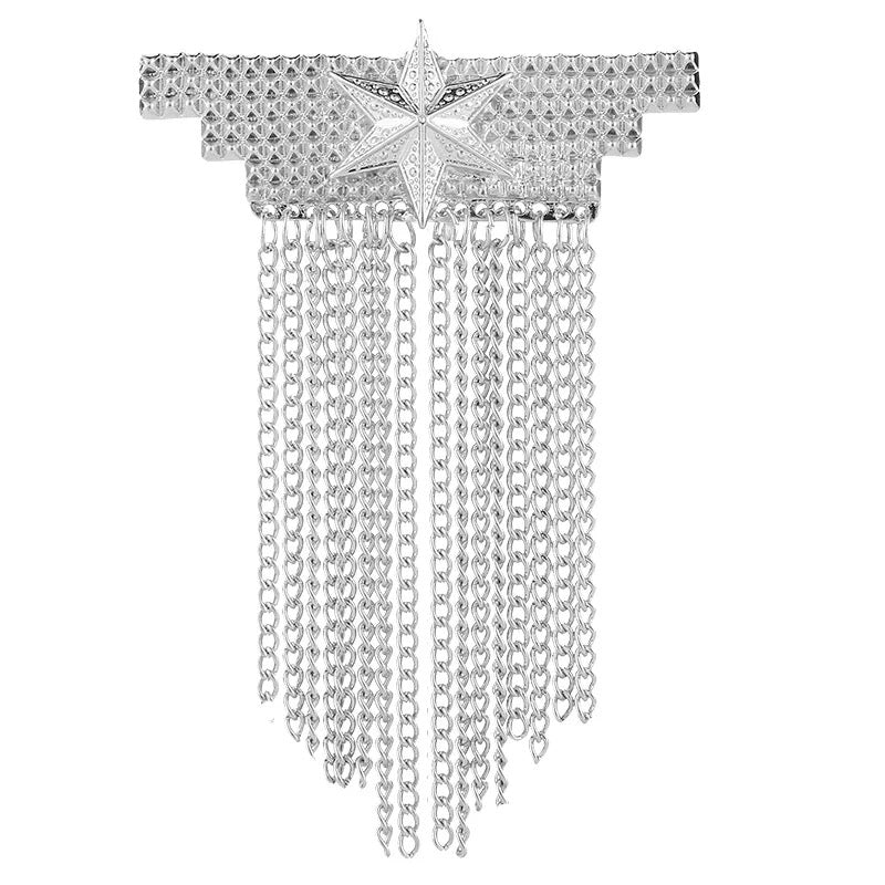 Five-Pointed Star Tassel Corsage Chain Brooch