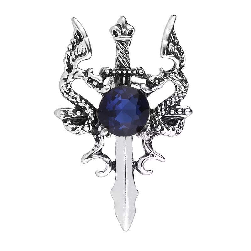 2shup Vintage Dragon Sword Brooch Lapel Pin